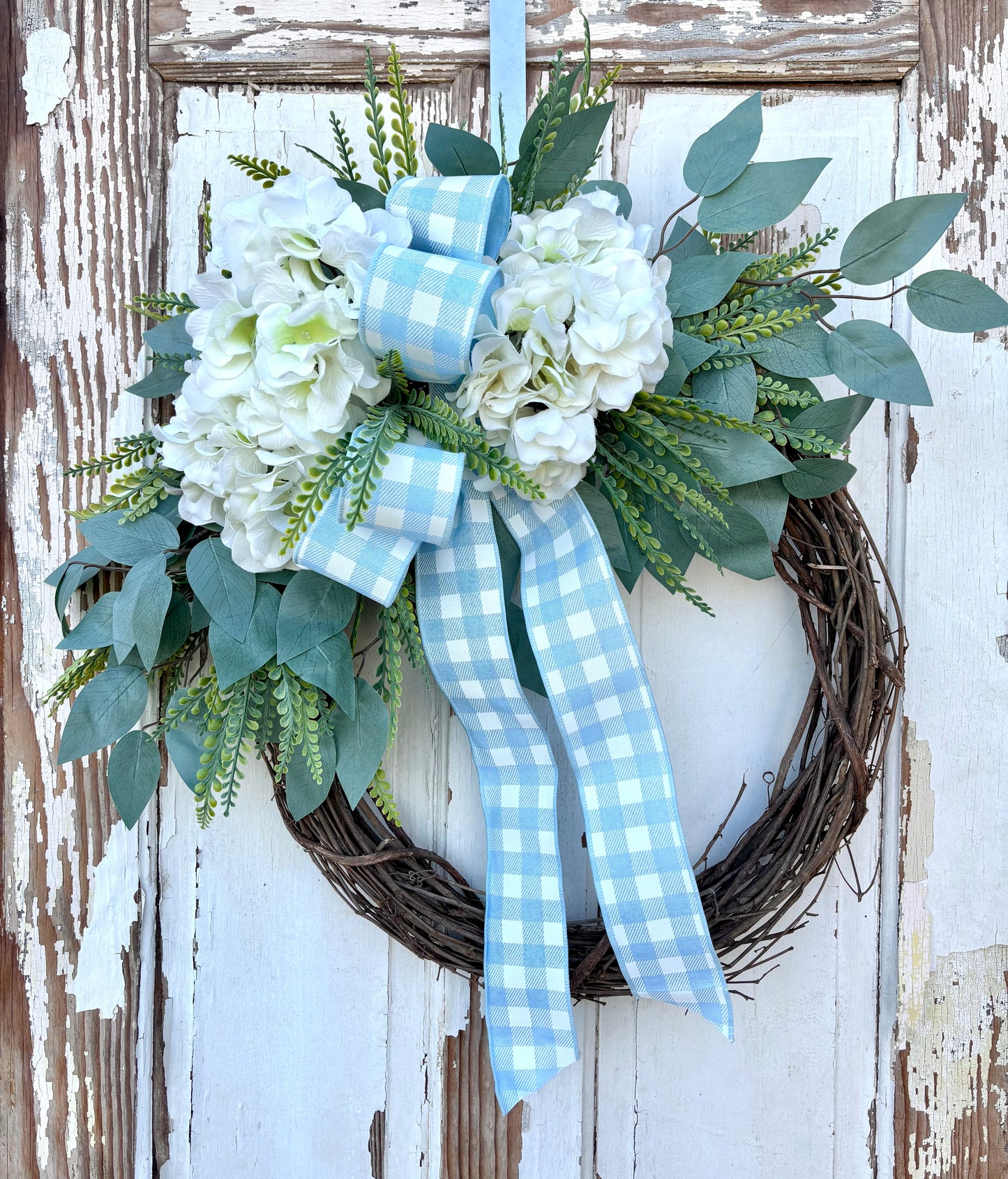 White Hydrangea Grapevine Wreath