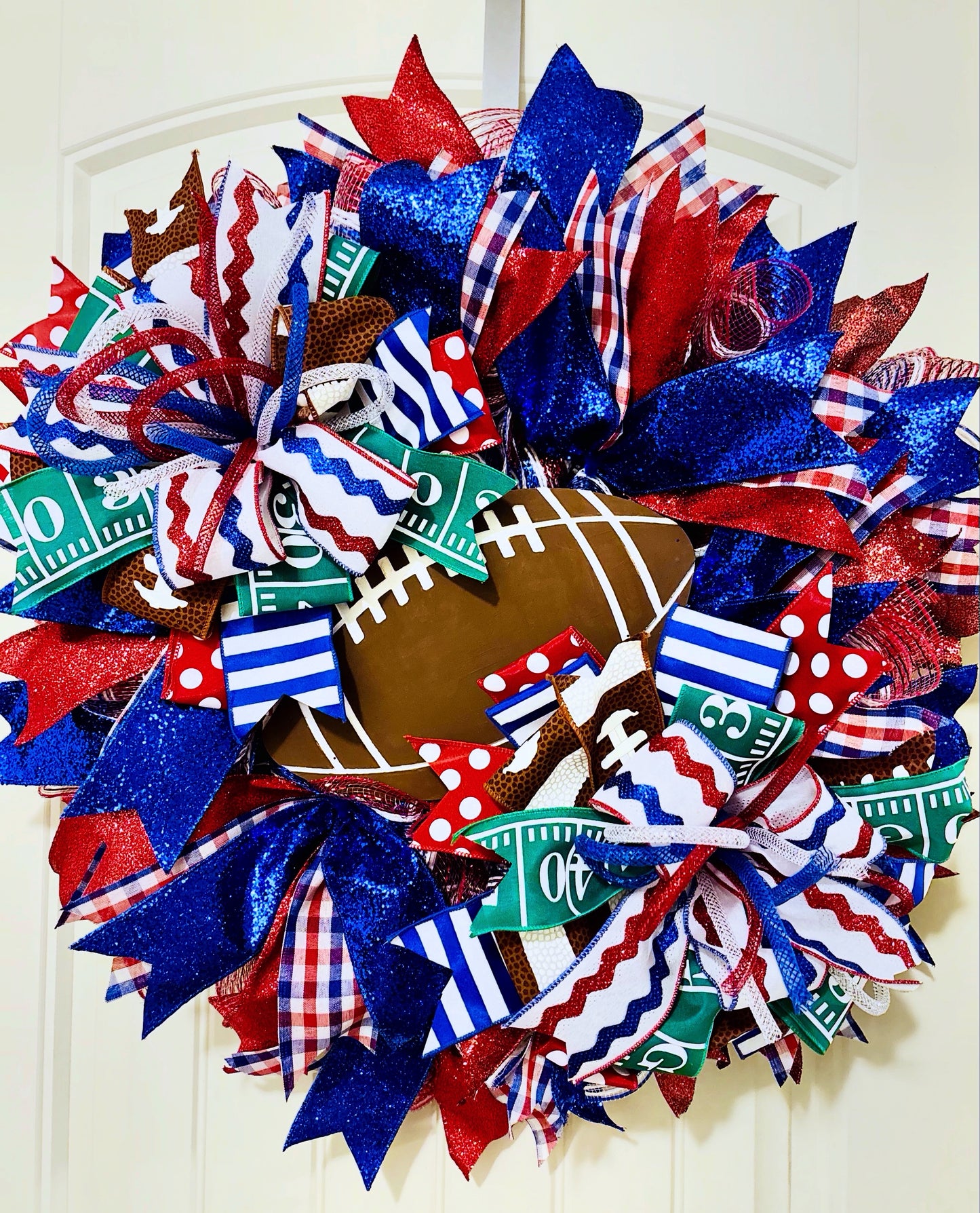 Red and Blue Football wreath