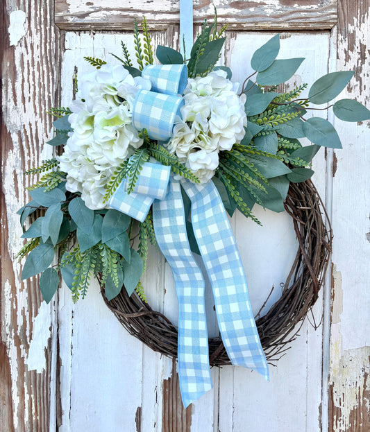 White Hydrangea Grapevine Wreath